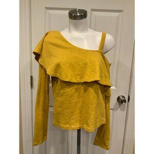 Postmark Anthropologie Yellow One-Shoulder Long Sleeve Shirt, Size M - NWT!